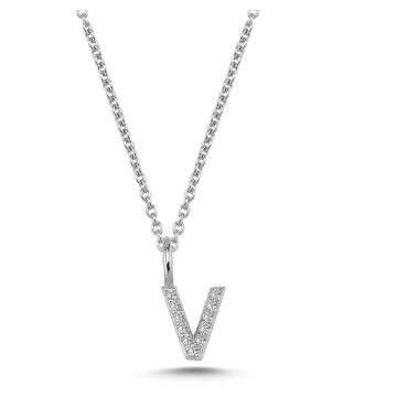 Nuran V vedhæng i hvidguld med diamanter - 6,5mm - uden kæde