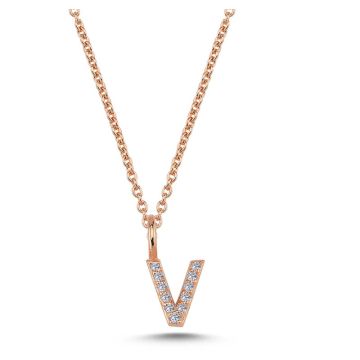 Nuran V vedhæng i rosaguld med diamanter - 6,5mm - uden kæde