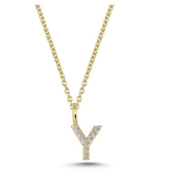 Nuran Y vedhæng i guld med diamanter - 6,5mm - uden kæde