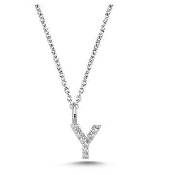 Nuran Y vedhæng i hvidguld med diamanter - 6,5mm - uden kæde