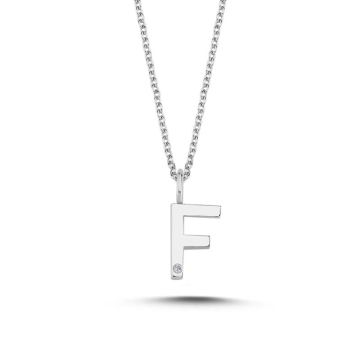 Nuran F vedhæng i hvidguld med 1 diamant - 9,5mm - uden kæde