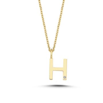 Nuran H vedhæng i guld med 1 diamant - 9,5mm - uden kæde