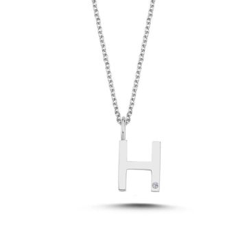 Nuran H vedhæng i hvidguld med 1 diamant - 9,5mm - uden kæde