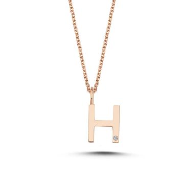 Nuran H vedhæng i rosaguld med 1 diamant - 9,5mm - uden kæde