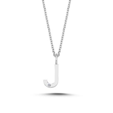 Nuran J vedhæng i hvidguld med 1 diamant - 9,5mm - uden kæde