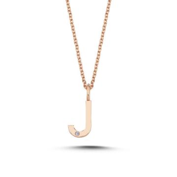 Nuran J vedhæng i rosaguld med 1 diamant - 9,5mm - uden kæde