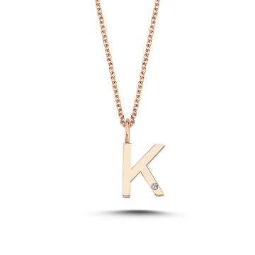 Nuran K vedhæng i rosaguld med 1 diamant - 9,5mm - uden kæde