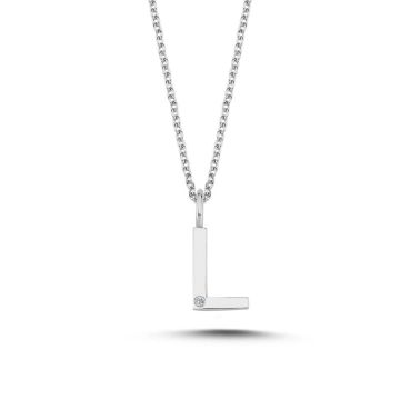 Nuran L vedhæng i hvidguld med 1 diamant - 9,5mm - uden kæde