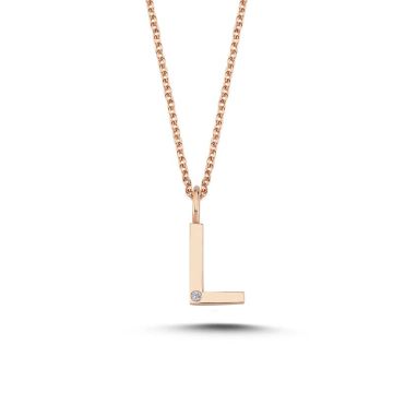 Nuran L vedhæng i rosaguld med 1 diamant - 9,5mm - uden kæde