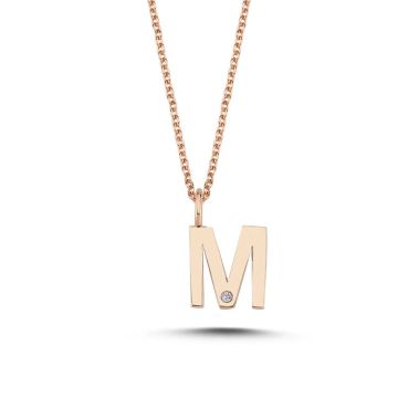 Nuran M vedhæng i rosaguld med 1 diamant - 9,5mm - uden kæde