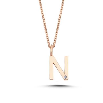 Nuran N vedhæng i rosaguld med 1 diamant - 9,5mm - uden kæde