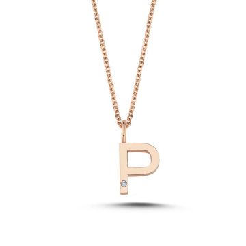 Nuran P vedhæng i rosaguld med 1 diamant - 9,5mm - uden kæde