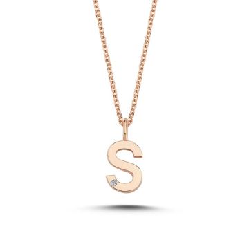 Nuran S vedhæng i rosaguld med 1 diamant - 9,5mm - uden kæde