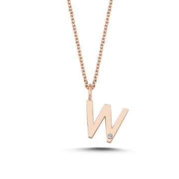 Nuran W vedhæng i rosaguld med 1 diamant - 9,5mm - uden kæde