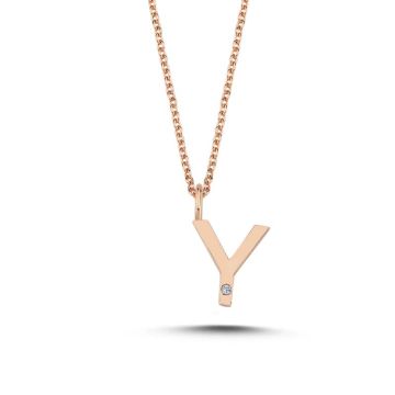 Nuran Y vedhæng i rosaguld med 1 diamant - 9,5mm - uden kæde