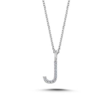 Nuran J vedhæng i hvidguld med diamanter - 9,5mm - uden kæde