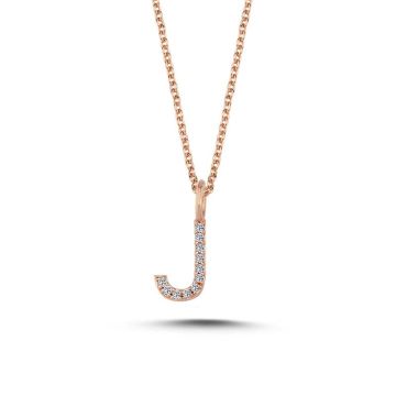 Nuran J vedhæng i rosaguld med diamanter - 9,5mm - uden kæde