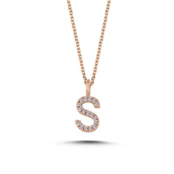 Nuran S vedhæng i rosaguld med diamanter - 9,5mm - uden kæde