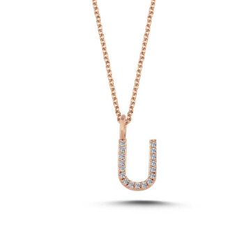Nuran U vedhæng i rosaguld med diamanter - 9,5mm - uden kæde