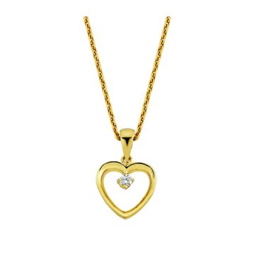 Nuran hjertevedhæng i guld med brillant