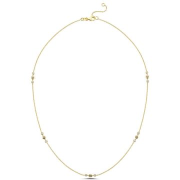 Nuran Champagne halskæde i guld med champagne og hvide diamanter