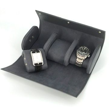 Leanschi Watchroll til 3 ure i sort læder